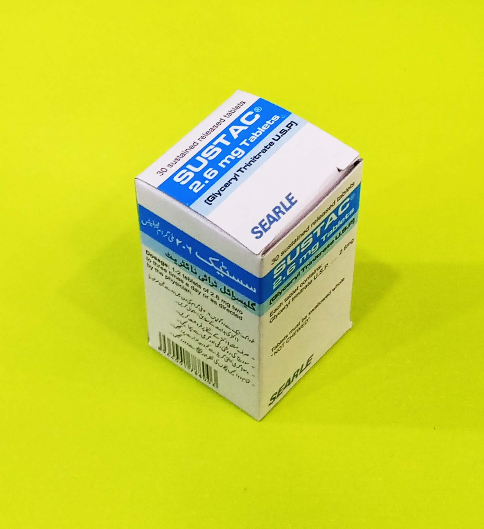 Sustac 2.6mg Tablets - Glyceryl Trinitrate