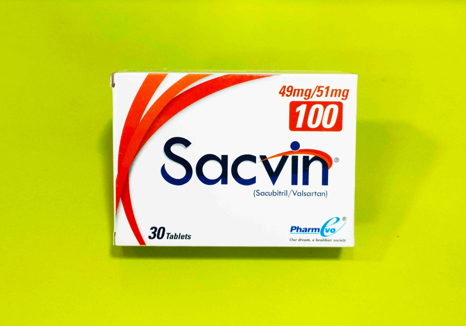 Sacvin 100 (Sacubitril+Valsartan) 49mg/51mg Tablets