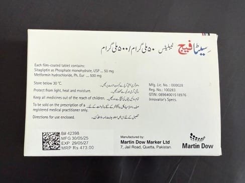 sitaphage 50/500 tablets sitagliptin metformin